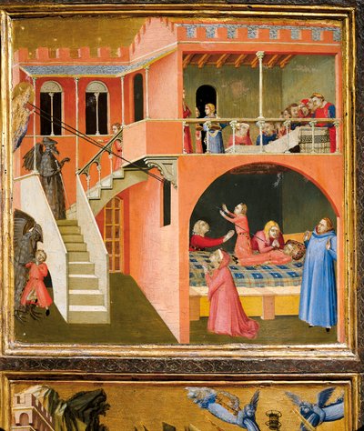 Milagro de San Nicolás reviviendo al niño posado por el demonio (detalle) de Ambrogio Lorenzetti