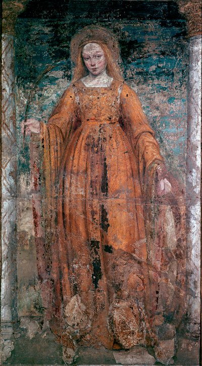 Santa Catalina de Siena. Fresco de Ambrogio da Fossano llamado Bergognone (1460-1523). Dim. 170x77 cm Milán, Pinacoteca de Brera de Ambrogio da Fossano (c.1460 1523) (attr.to)