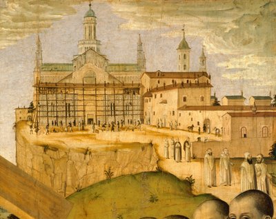Construcción de la Certosa di Pavia, por Ambrogio da Fossano conocido como Bergognone (1453-1523 ca.), Italia Siglo XV, detalle de Ambrogio da Fossano (c.1460 1523)