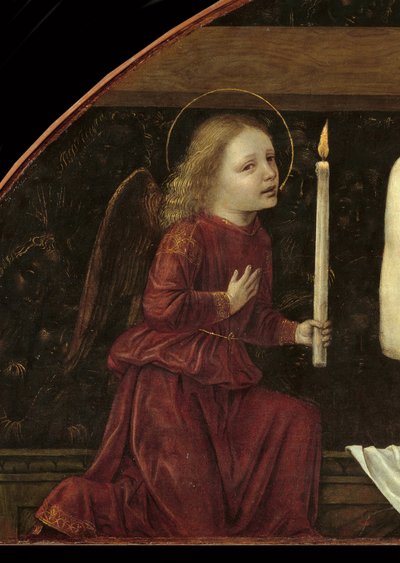 Cristo en Piedad rodeado por dos ángeles (detalle) de Ambrogio da Fossano (c.1460 1523)