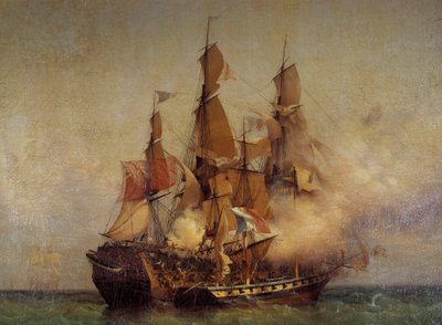 Captura del Kent por Robert Surcouf de Ambroise Louis Garneray