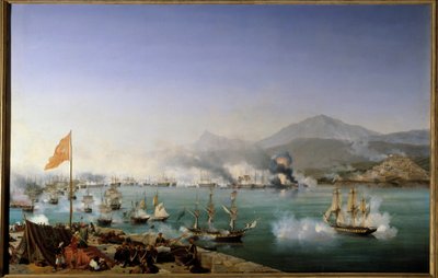 Guerra de Independencia Griega: Vista de la batalla naval de Navarino el 20/10/1827 de Ambroise Louis Garneray