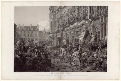 El 31 de julio de 1830, el general La Fayette presenta al duque de Orleans al pueblo en el balcón del Hôtel de Ville. de Ambroise Louis Garneray