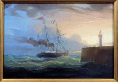 Salida de vapor del puerto de Ambroise Louis Garneray