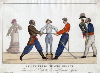 Aseo de un joven oficial ruso - Garneray, Ambroise Louis (1783-1857) - c. 1815 - Aguafuerte, acuarela - Colección privada de Ambroise Louis Garneray
