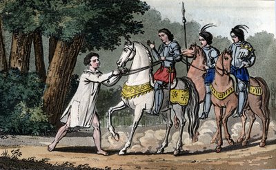 Carlos VI atrapado en la locura en el bosque de Le Mans - Diseñado y grabado por Ambroise Tardieu en 1825. de Ambroise Tardieu