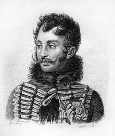 General Conde Antoine de Lasalle (1775-1809), muerto en Wagram. Retratos de los Generales Franceses. Grabado por Ambroise Tardieu en 1818. Colección Stella de Ambroise Tardieu
