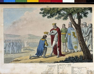 Enrique I (1008 - 1060), dinastía Capeto. Vencedor de su hermano Roberto el Viejo, lo perdonó y le dio el Ducado de Borgoña en 1016 - Diseñado y grabado por Ambroise Tardieu en 1825. de Ambroise Tardieu