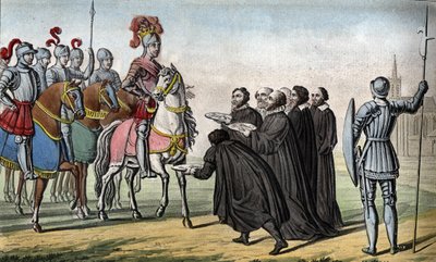 Enrique II (1519 - 1559). Aliado con los príncipes de Alemania contra Carlos V, cuyo despotismo los había sublevado, secuestró Toul, Metz y Verdun, tomando así los Tres Obispados en 1552 de Ambroise Tardieu