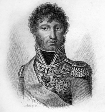 Joachim Murat (1767 - 1815), Mariscal de Francia, Rey de Nápoles en “Retratos de los generales franceses tras las victorias y conquistas de los franceses”. Grabado por Ambroise Tardieu en 1818. Colección Stella. de Ambroise Tardieu