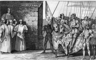 Juana de Arco (1412-31) llega a Reims en 1429 para esperar la coronación de Carlos VII (1403-61) - Carlos VII llamado 