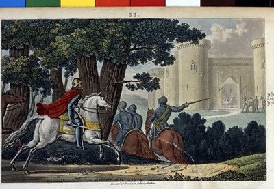 Lotario (941-986), dinastía Merovingia. Luchó contra el Emperador Alemán Otón I y lo atacó por sorpresa en Aquisgrán.- Diseñado y grabado por Ambroise Tardieu en 1825. de Ambroise Tardieu