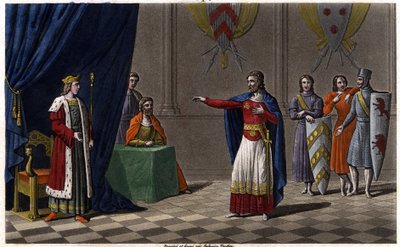 Luis V el Holgazán (c. 967-987), proclamado Rey de Francia por la protección de Hugo Capeto, futuro rey de Francia, en 986. Dibujado y grabado por Ambroise Tardieu en 1825 de Ambroise Tardieu
