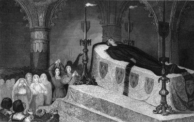 Luis XII (1462-1515) Padre del Pueblo en su lecho funerario - Luis XII (1462-1515) Padre del Pueblo en su lecho de muerte - Grabado de 1825 en “Historia de Francia representada por pinturas sinópticas dedicada a los niños de Francia y empleada para su e de Ambroise Tardieu