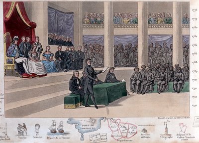 Luis XVI (1754-1793) en la Asamblea de los Notables, Convocatoria de los Estados Generales y el regreso de Necker en 1787 tras una crisis política en reacción al absolutismo real de Luis XVI de Ambroise Tardieu