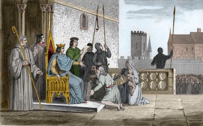 Luis X (1289-1316) el Travieso emancipa a los siervos - Luis X llamado “Le Hutin” (1289-1316), dinastía de los Capetos, conocido por haber liberado a todos los siervos de su reino a quienes obligó a redimir su libertad - Grabado de 1825 en “Histoire de Fra de Ambroise Tardieu