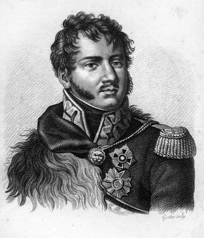 Príncipe Joseph (Jozef) Antoni Poniatowski (1763-1813), oficial polaco, mariscal del imperio. En "Portraits des généraux français en suite les victoires et conquêtes des Français". Grabado por Ambroise Tardieu en 1818. Colección Stella. de Ambroise Tardieu