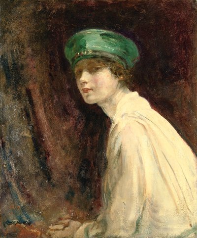 El Sombrero Verde, un retrato de la Sra. Claude Johnson, 1918 de Ambrose McEvoy
