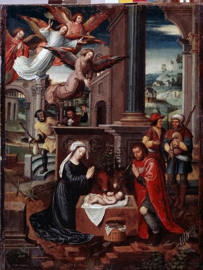 Pintura ""La Natividad"" de Ambrosius Benson (1495-1550) Museo del Hermitage del siglo XVI, San Petersburgo de Ambrosius Benson