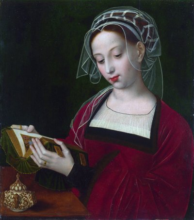 "" María Magdalena leyendo "" Pintura de Ambrosius Benson (1495-1550) alrededor de 1525 Galería Nacional de Londres de Ambrosius Benson