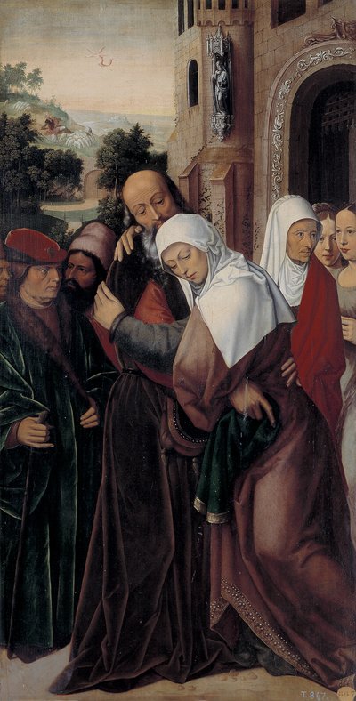 Encuentro de los santos Joaquín y Ana en la Puerta Dorada de Ambrosius Benson