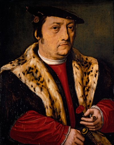 Retrato de un hombre con una rosa de Ambrosius Benson