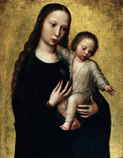 La Virgen María con el Niño Jesús en una camisa de Ambrosius Benson