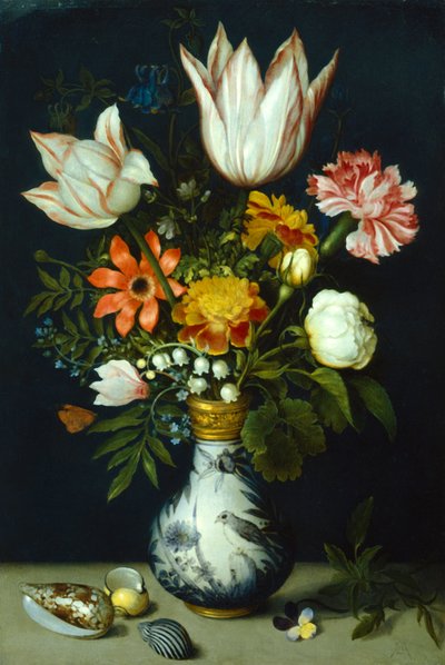 Flores en un jarrón de porcelana, c. 1600 de Ambrosius Bosschaert the Elder