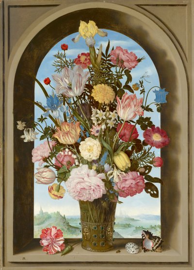 Jarrón de flores en una ventana de Ambrosius the Elder Bosschaert