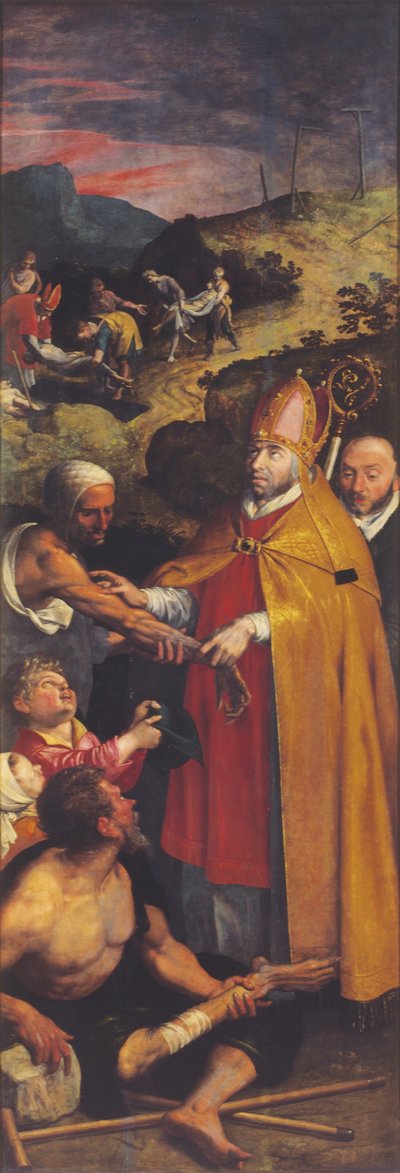 San Eligio ayuda a los cojos y entierra a los muertos (óleo sobre tabla) de Ambrosius the Elder Francken or Franck