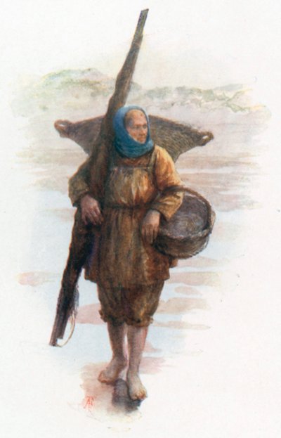 A Shrimper, Coxyde (litografía en color) de Amedee (after) Forestier