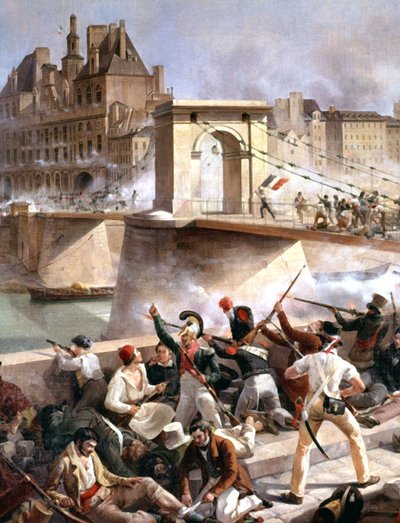 Puente de la Arcole, Captura del Ayuntamiento de París el 28 de julio de Amédée Bourgeois