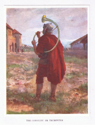 Un Cornicen o Trompetero, ilustración de El Soldado Romano, 1928 de Amedee Forestier