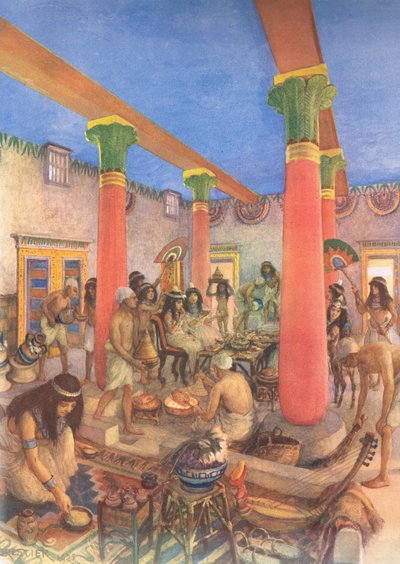 Vida Doméstica en Egipto, de los carteles escolares de MacMillan, c.1950-60s de Amedee Forestier
