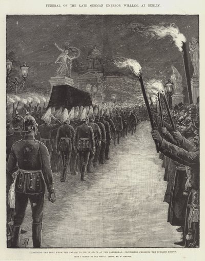 Funeral del difunto emperador alemán Guillermo, en Berlín de Amedee Forestier