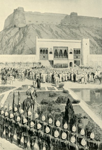 El General Roberts leyendo su proclamación en Kabul, 12 de octubre de 1879 de Amedee Forestier