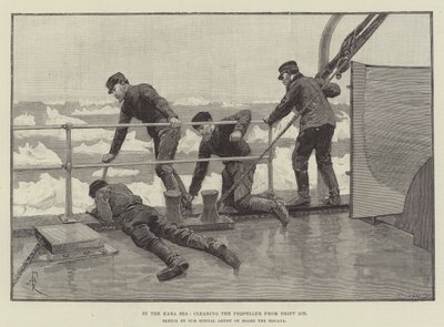 En el Mar de Kara, limpiando la Hélice del Hielo a la Deriva de Amedee Forestier