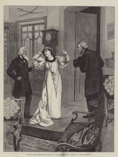 Madame Sarah Bernhardt como Magda en la obra Heimat de Sudermann, en el Teatro Daly de Amedee Forestier