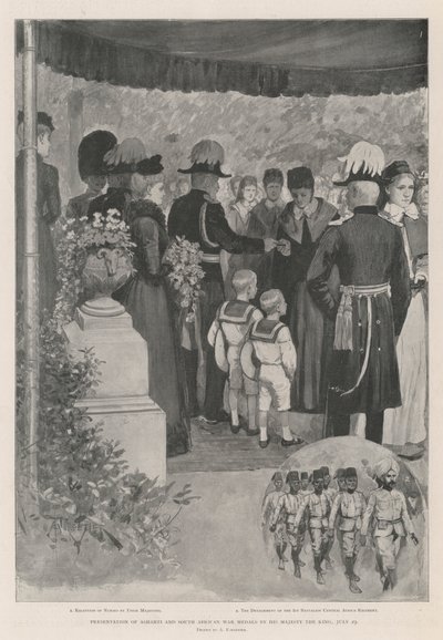 Presentación de medallas de la Guerra de Ashanti y Sudáfrica por Su Majestad el Rey, 29 de julio de Amedee Forestier