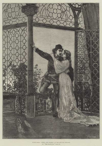 Escena de Romeo y Julieta, en el Teatro Lyceum de Amedee Forestier