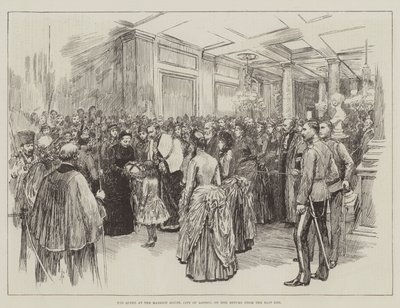 La Reina en la Mansion House, Ciudad de Londres, a su regreso del East End de Amedee Forestier
