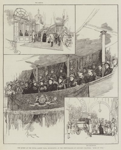 La Reina en el Royal Albert Hall, Kensington, en la interpretación del Oratorio de Gounod, Mors et Vita de Amedee Forestier