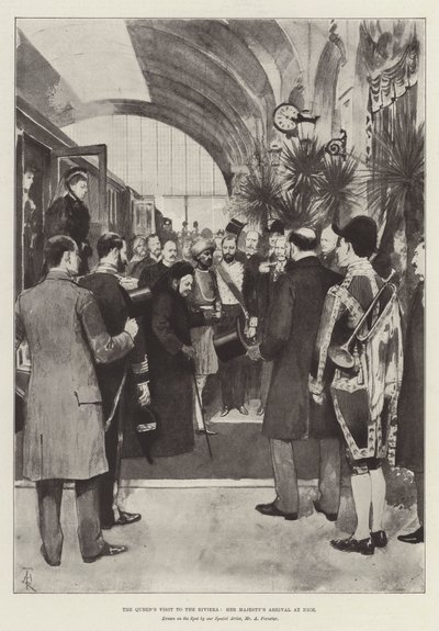 La visita de la Reina a la Riviera, la llegada de Su Majestad a Niza de Amedee Forestier