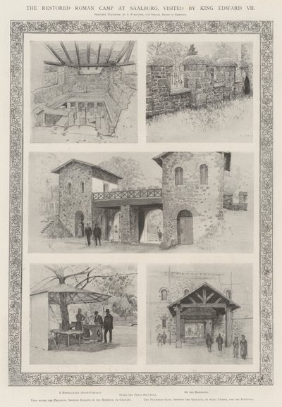 El campamento romano restaurado en Saalburg, visitado por el rey Eduardo VII de Amedee Forestier