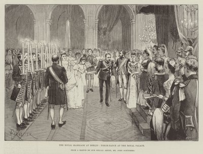 El matrimonio real en Berlín, danza de antorchas en el Palacio Real de Amedee Forestier