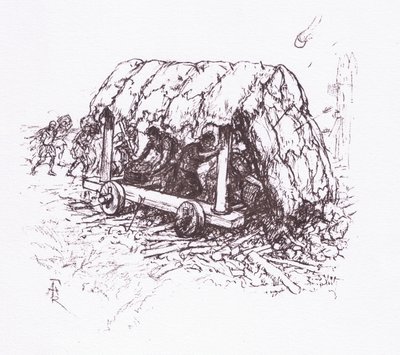 La Tortuga, una máquina de campo, ilustración de El Soldado Romano, 1928 de Amedee Forestier
