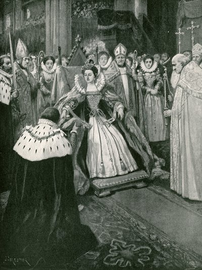 La presentación de los guantes por el Señor de la Mansión de Worksop en la coronación de Isabel de Amedee Forestier