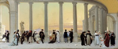 Personajes en la terraza del palacio Longchamp de Marsella de Amedee Ternante Lemaire