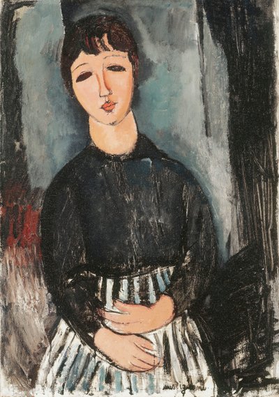 Un sirviente con un delantal a rayas, 1916 de Amedeo Modigliani