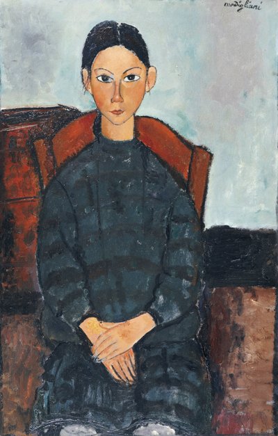 Una joven con un delantal negro, 1918 de Amedeo Modigliani